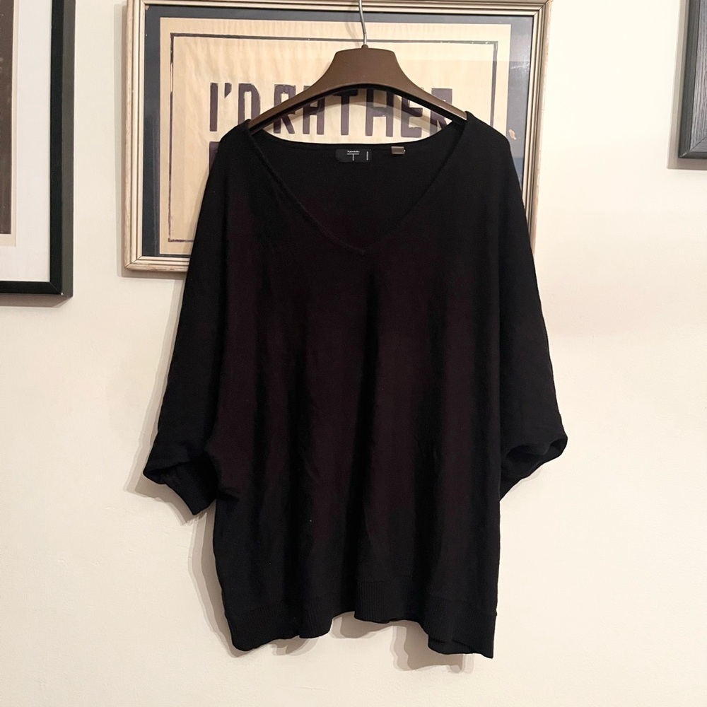 Drapey Black Tahari V-Neck Sweater Size 2XL